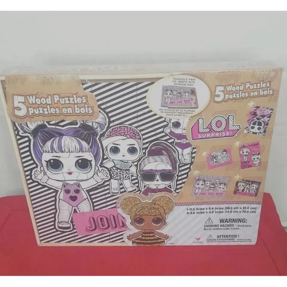 Cardinal L.O.L. Surprise! 5 Wood‎ Puzzles Box Set NEW Age 3+ Gift